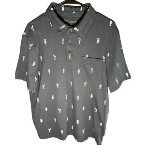 American Rag CIE Short Sleeve Printed Polo Shirt Navy - Size M